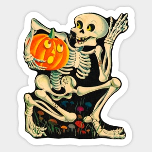 Vintage Skeleton & Jack O Lantern decoration Sticker